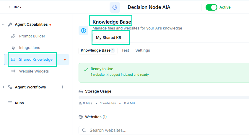Votel knowledge base interface from the official documentation