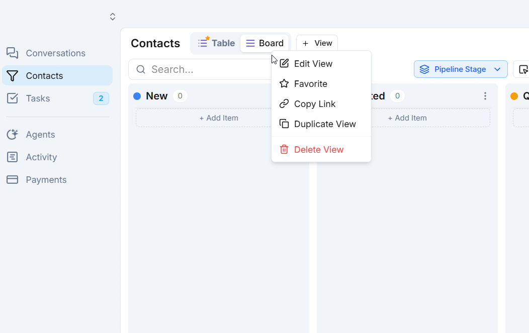 Votel CRM pipeline board