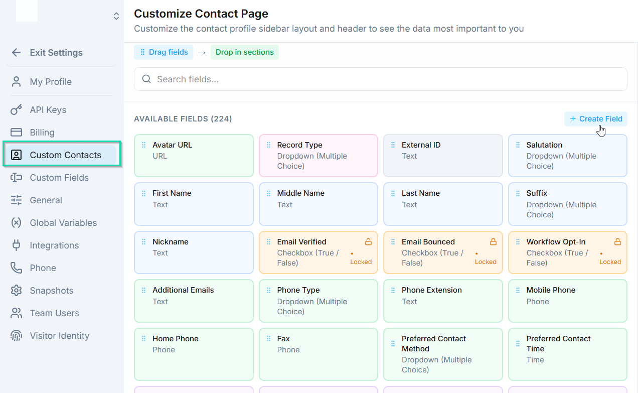 Votel custom contact layout editor